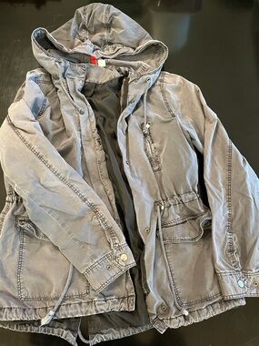 H&M Gray Hooded Anorak with Red Logo Tag